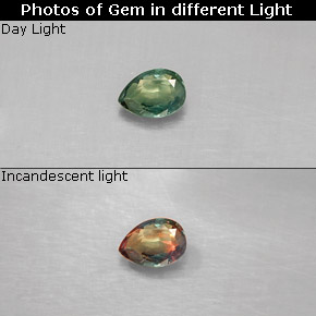 0.14 ct Multicolor Alexandrite Gemstone, Alexandrite Gem in Pear Facet Shape for Sale.