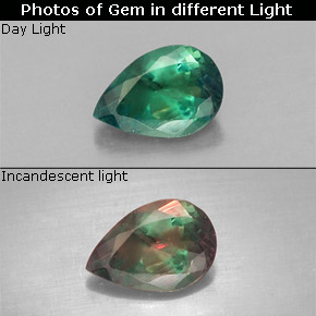 0.54 ct Multicolor Alexandrite Gemstone, Alexandrite Gem in Pear Facet Shape for Sale.