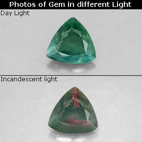 0.17 ct Multicolor Alexandrite Gemstone, Alexandrite Gem in Trillion Facet Shape for Sale.
