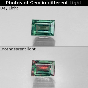 0.28 ct Multicolor Alexandrite Gemstone, Alexandrite Gem in Baguette Facet Shape for Sale.