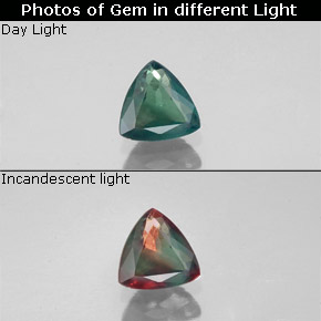 0.26 ct Multicolor Alexandrite Gemstone, Alexandrite Gem in Trillion Facet Shape for Sale.