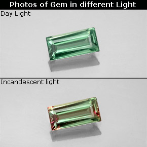 0.56 ct Multicolor Alexandrite Gemstone, Alexandrite Gem in Baguette Facet Shape for Sale.