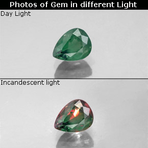0.50 ct Multicolor Alexandrite Gemstone, Alexandrite Gem in Pear Facet Shape for Sale.