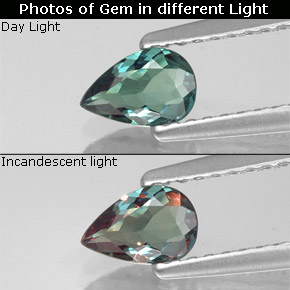 0.35 ct Multicolor Alexandrite Gemstone, Alexandrite Gem in Pear Facet Shape for Sale.