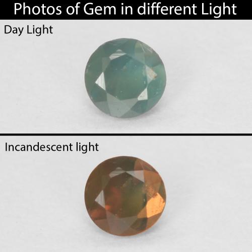 0.09 ct Green Alexandrite Gemstone, Alexandrite Gem in Round Facet Shape for Sale.