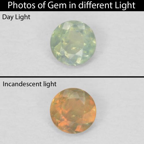 0.08 ct Green Alexandrite Gemstone, Alexandrite Gem in Round Facet Shape for Sale.