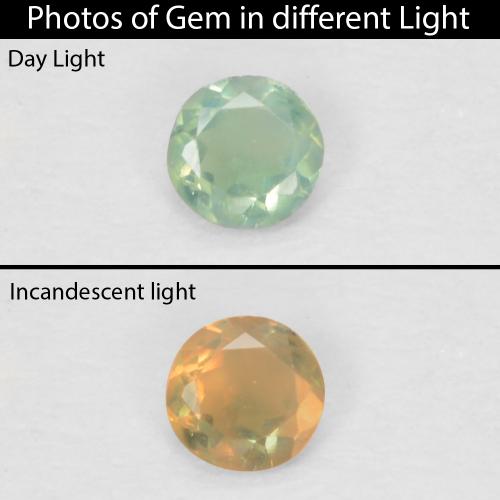 0.06 ct Green Alexandrite Gemstone, Alexandrite Gem in Round Facet Shape for Sale.