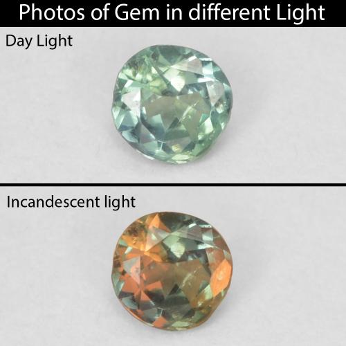 来自马达加斯加 0,09 克拉圆形灰绿色亚历山大变石,尺寸 2,7 mm 毫米,天然宝石,VS 净度,1 圆形切面亚历山大变石,莫氏硬度为 8,5 适合日常佩戴饰品, Photo A