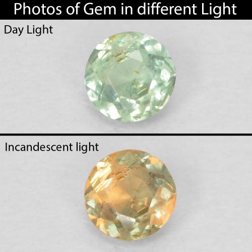 0.09 ct Green Alexandrite Gemstone, Alexandrite Gem in Round Facet Shape for Sale.
