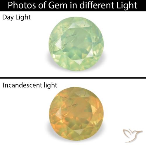 0.28ct Natural Pale Pear Green Alexandrite, Round, VS-SI