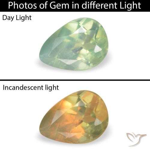 0.13ct Natural Yellow Green Alexandrite, Pear Shape, VS