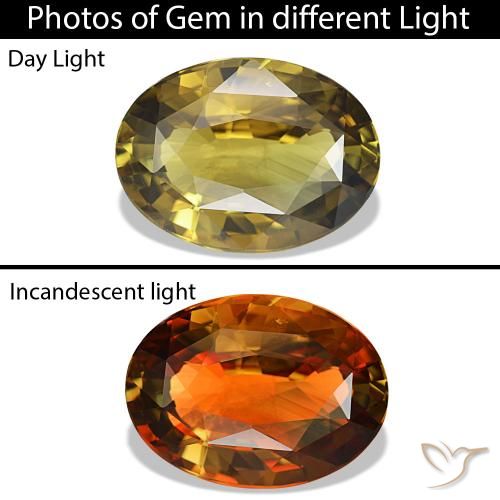 6.83 ct Yellow Alexandrite Gemstone, Alexandrite Gem in Oval Facet Shape for Sale.