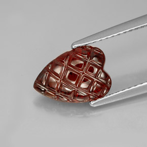 2.85 ct Red Almandine Garnet Stone, Natural Almandine Garnet in Carved Heart Shape for Sale