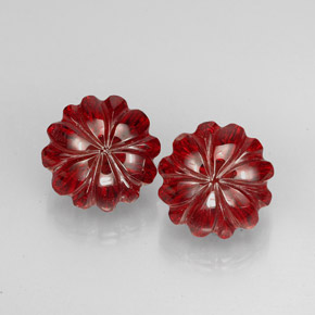 3.47 ct Red Almandine Garnet Gemstone, Almandine Garnet Gem in Carved Flower Shape for Sale.