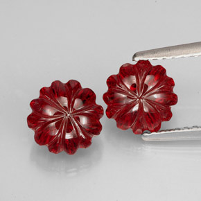 3.47 ct Red Almandine Garnet Stone, Natural Almandine Garnet in Carved Flower Shape for Sale