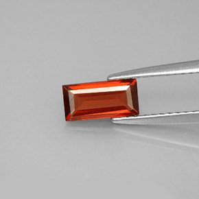 0.93 ct Red Almandine Garnet Gemstone, Almandine Garnet Gem in Baguette Facet Shape for Sale.