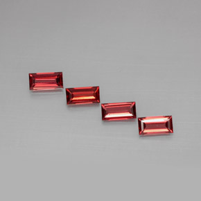 4.00 ct Red Almandine Garnet Gemstone, Almandine Garnet Gem in Baguette Facet Shape for Sale.