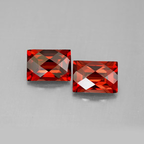 2.52 ct Red Almandine Garnet Gemstone, Almandine Garnet Gem in Baguette Checkerboard Shape for Sale.