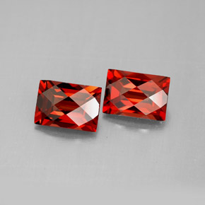 2.52 ct Red Almandine Garnet Stone, Natural Almandine Garnet in Baguette Checkerboard Shape for Sale