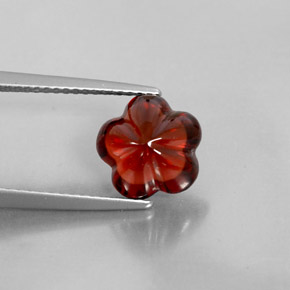 3.36 ct Red Almandine Garnet Stone, Natural Almandine Garnet in Flower-Cut Shape for Sale