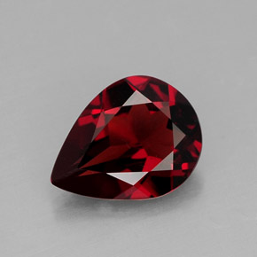 1.55 ct Red Almandine Garnet Gemstone, Almandine Garnet Gem in Pear Facet Shape for Sale.