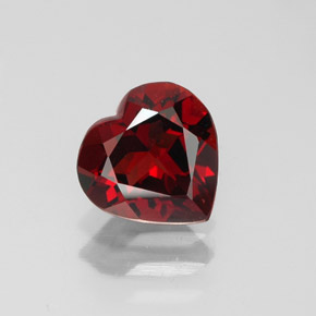 1.44 ct Red Almandine Garnet Gemstone, Almandine Garnet Gem in Heart Facet Shape for Sale.