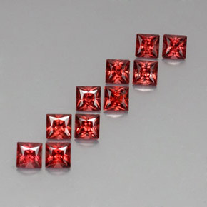 3.69 ct Red Almandine Garnet Stone, Natural Almandine Garnet in Princess-Cut Shape for Sale
