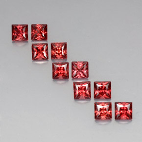 3.80 ct Red Almandine Garnet Gemstone, Almandine Garnet Gem in Princess-Cut Shape for Sale.