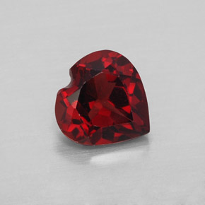 1.58 ct Red Almandine Garnet Gemstone, Almandine Garnet Gem in Heart Facet Shape for Sale.