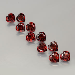 12.62 ctw Red Almandine Garnet Gemstones, Almandine Garnet Gems in Heart Facet Shape for Sale.