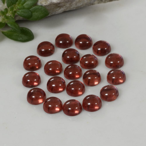 Rojo sangría Granate Alamandino Gema - 0.2ct Cabujón Redondo (ID: 467834)