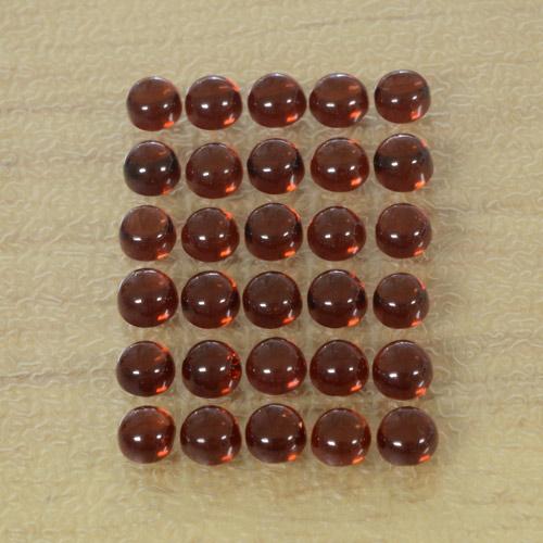 Rojo oscuro Granate Alamandino Gema - 0.2ct Cabujón Redondo (ID: 467837)