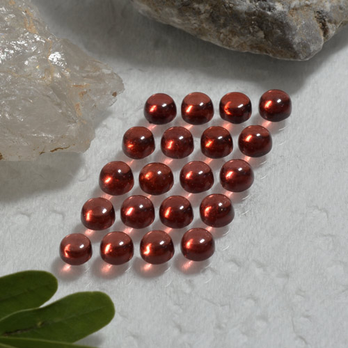 Dark Red Almandine Garnet Gem - 0.2ct Round Cabochon (ID: 467849)