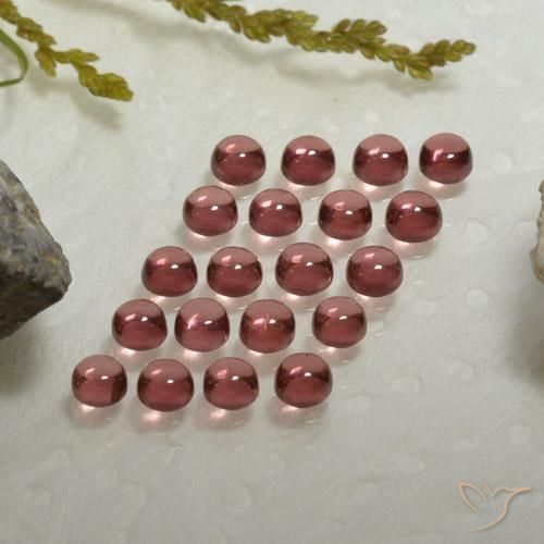 Lot de 20pcs Grenat Almandins Rouge round cabochon de Madagascar - Taille 3,2mm, poids total 3,97 ct / moyenne 0,2 ct chaque, couleur : Rouge moyen, dureté de Mohs 6.5 à 7.5 convient aux bijoux de tous les jours, pierre de sagesse, Photo A