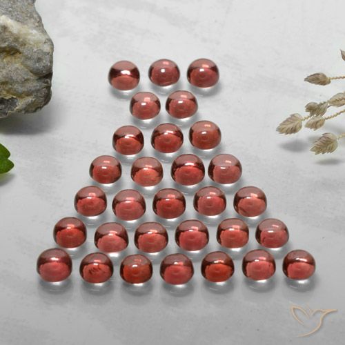 Lot de 30pcs Grenat Almandins Rouge round cabochon de Madagascar - Taille 3,2mm, poids total 5,63 ct / moyenne 0,19 ct chaque, couleur : Rouge foncé, dureté de Mohs 6.5 à 7.5 convient aux bijoux de tous les jours, pierre de sagesse, Photo A
