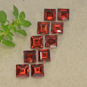 Bright Red Almandine Garnet Gem - 0.4ct Square Step-Cut (ID: 494302)