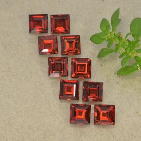 4.22 ctw Red Almandine Garnet Stones, Natural Almandine Garnet in Square Step-Cut Shape for Sale