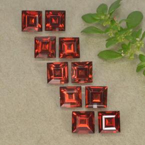 3.89 ctw Red Almandine Garnet Stones, Natural Almandine Garnet in Square Step-Cut Shape for Sale