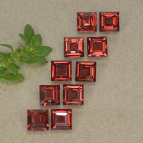4.37 ctw Red Almandine Garnet Gemstones, Almandine Garnet Gems in Square Step-Cut Shape for Sale.