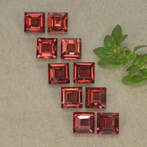4.37 ctw Red Almandine Garnet Stones, Natural Almandine Garnet in Square Step-Cut Shape for Sale