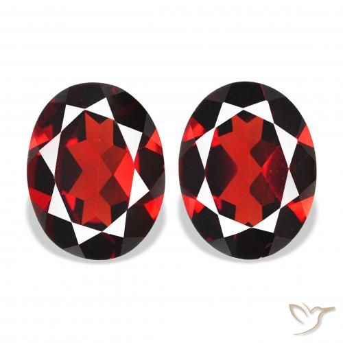 3.91 ctw Red Almandine Garnet Gemstones, Almandine Garnet Gems in Oval Facet Shape for Sale.