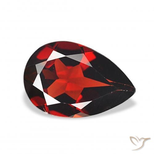 2.96 ct Red Almandine Garnet Stone, Natural Almandine Garnet in Pear Facet Shape for Sale