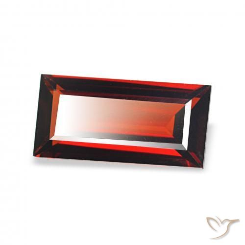 1.62 ct Red Almandine Garnet Stone, Natural Almandine Garnet in Baguette Facet Shape for Sale
