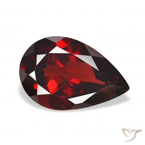 3.61 ct Red Almandine Garnet Stone, Natural Almandine Garnet in Pear Facet Shape for Sale