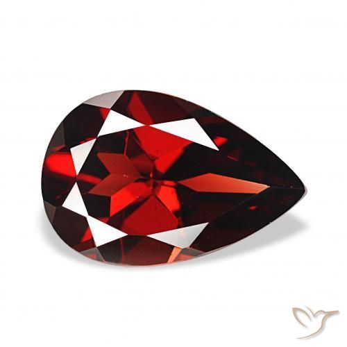 3.66 ct Red Almandine Garnet Stone, Natural Almandine Garnet in Pear Facet Shape for Sale