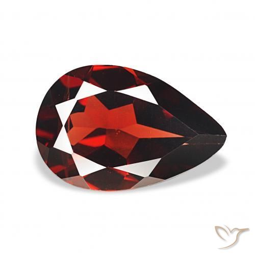 3.04 ct Red Almandine Garnet Stone, Natural Almandine Garnet in Pear Facet Shape for Sale