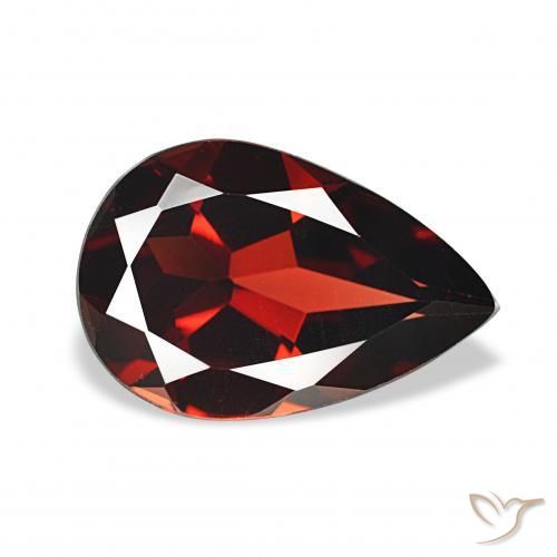 3.09 ct Red Almandine Garnet Stone, Natural Almandine Garnet in Pear Facet Shape for Sale