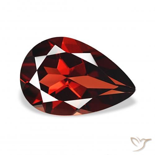 3.36 ct Red Almandine Garnet Stone, Natural Almandine Garnet in Pear Facet Shape for Sale