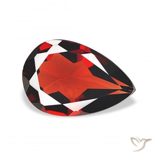 3.16 ct Red Almandine Garnet Stone, Natural Almandine Garnet in Pear Facet Shape for Sale