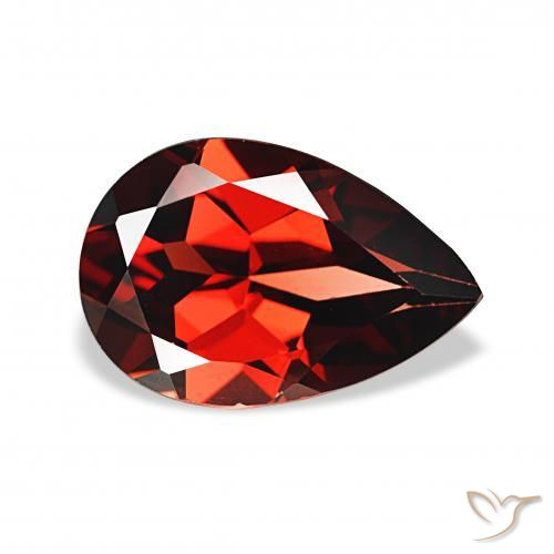 3.43 ct Red Almandine Garnet Stone, Natural Almandine Garnet in Pear Facet Shape for Sale